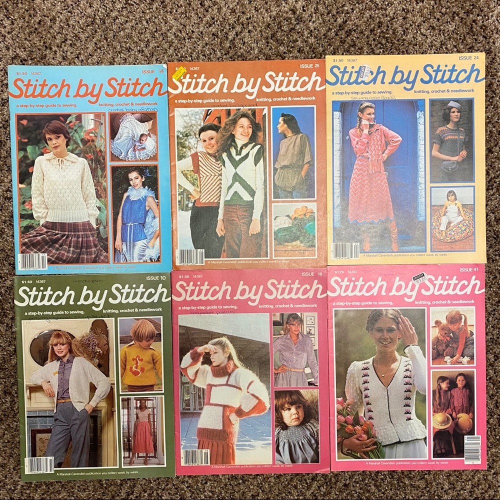 Vintage 1982 LOT of 6 Stitch by Stitch sewing knitting crochet pattern m…